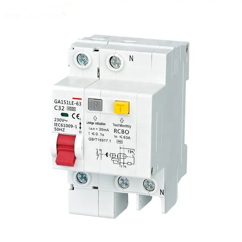 2 Pole RCBO 32 Amp 400V Low Voltage Mini Residual Current Operated Circuit Breaker 